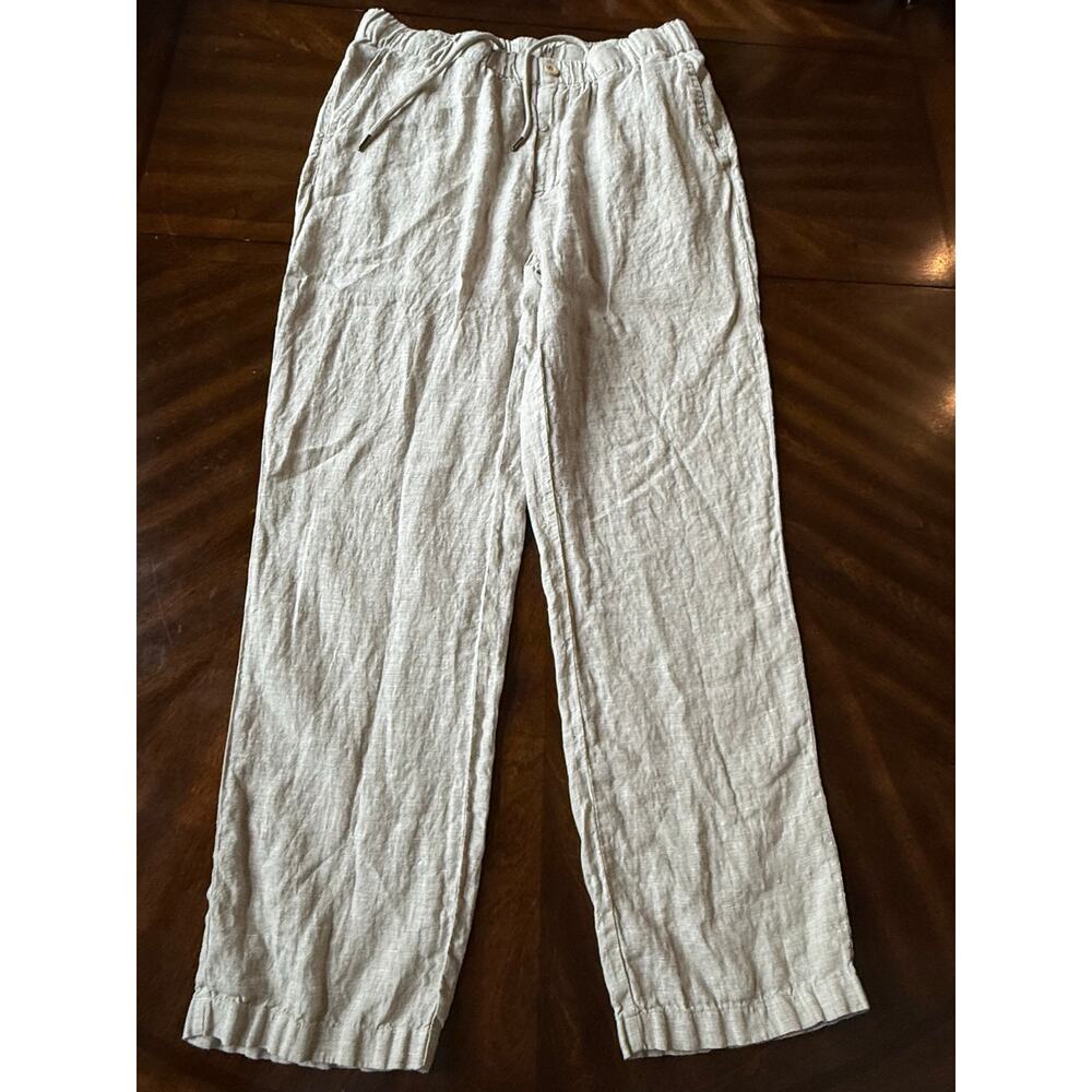 Quince Womens European Linen Pants Large Flax Beige Pull On Straight Minimalist - Picture 3 of 11